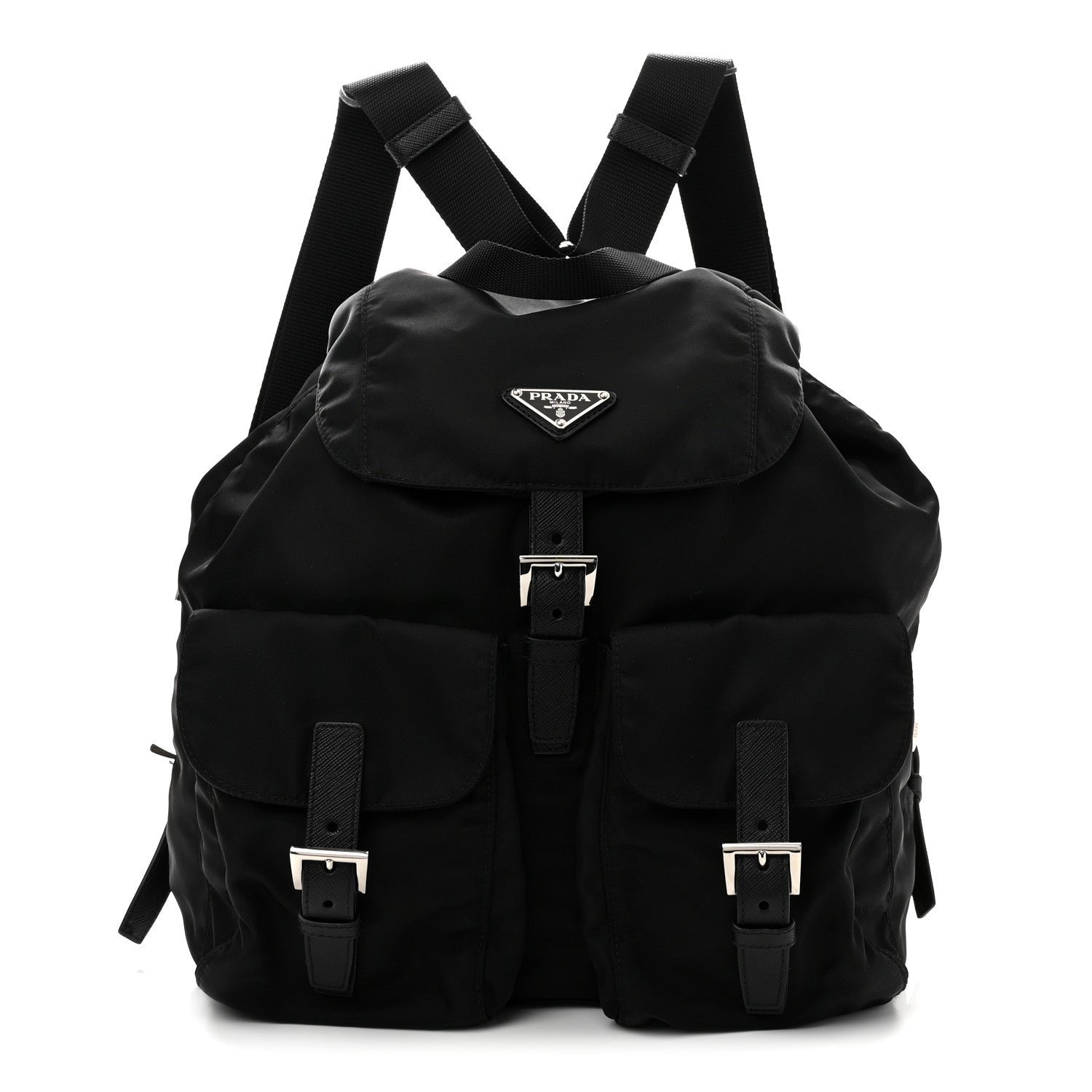 Prada Tessuto Nylon Saffiano Medium Backpack Black