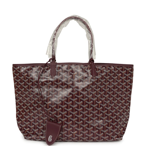 Goyard Goyardine Canvas Burgundy Saint Louis PM Tote Palladium Hardware