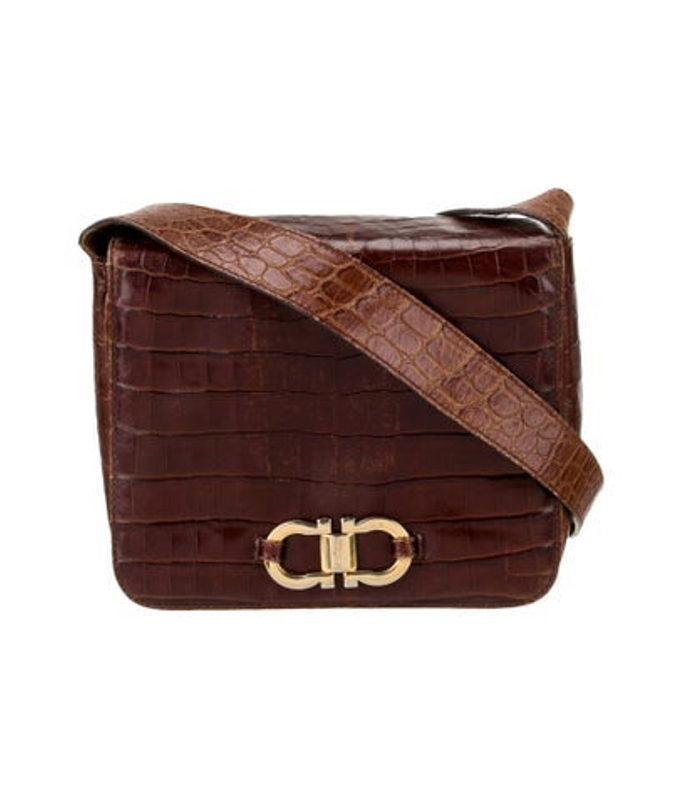 Salvatore Ferragamo Ferragamo Embossed Leather Messenger Bag