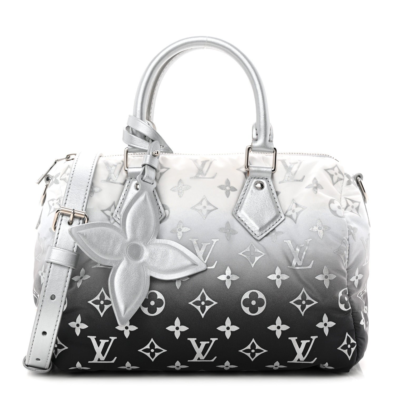 Louis Vuitton Nylon Monogram Gradient LV Snow Speedy Bandouliere 25 Frost