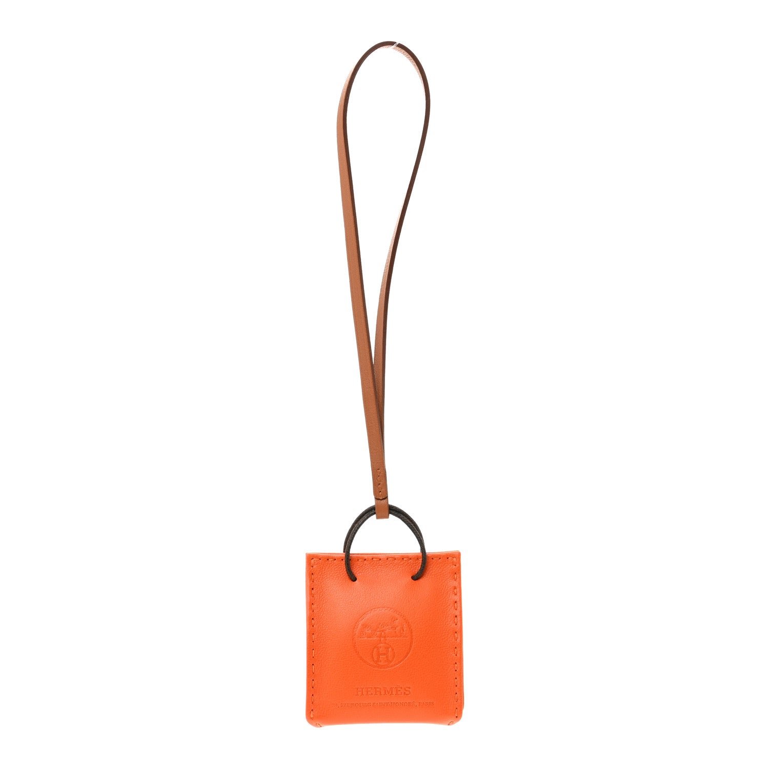Hermes Milo Lambskin Swift Shopping Bag Charm Feu Gold
