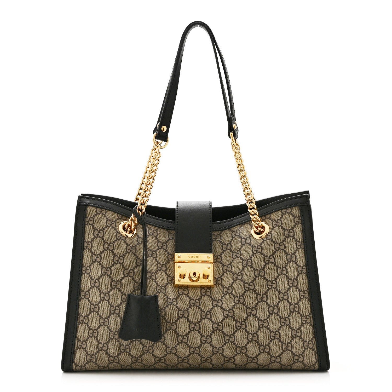 Gucci GG Supreme Monogram Medium Padlock Tote  Black
