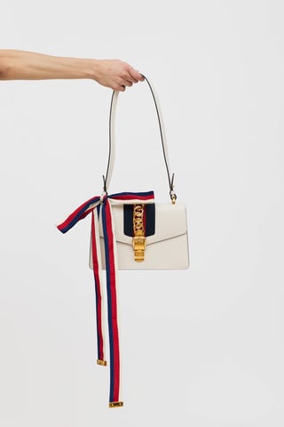 Leather Sylvie Webbed Tie Bag