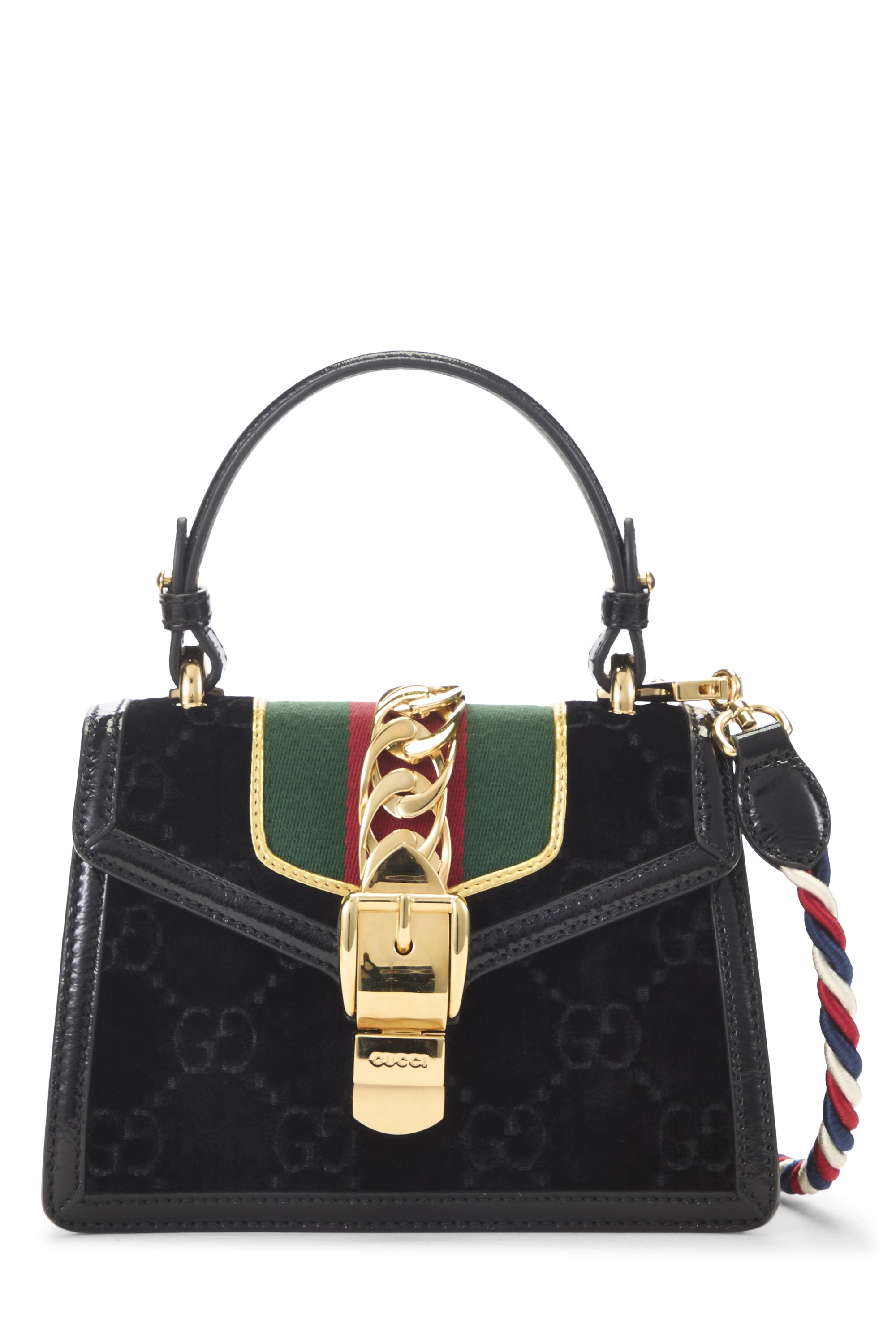 Black GG Velvet Sylvie Shoulder Bag Mini