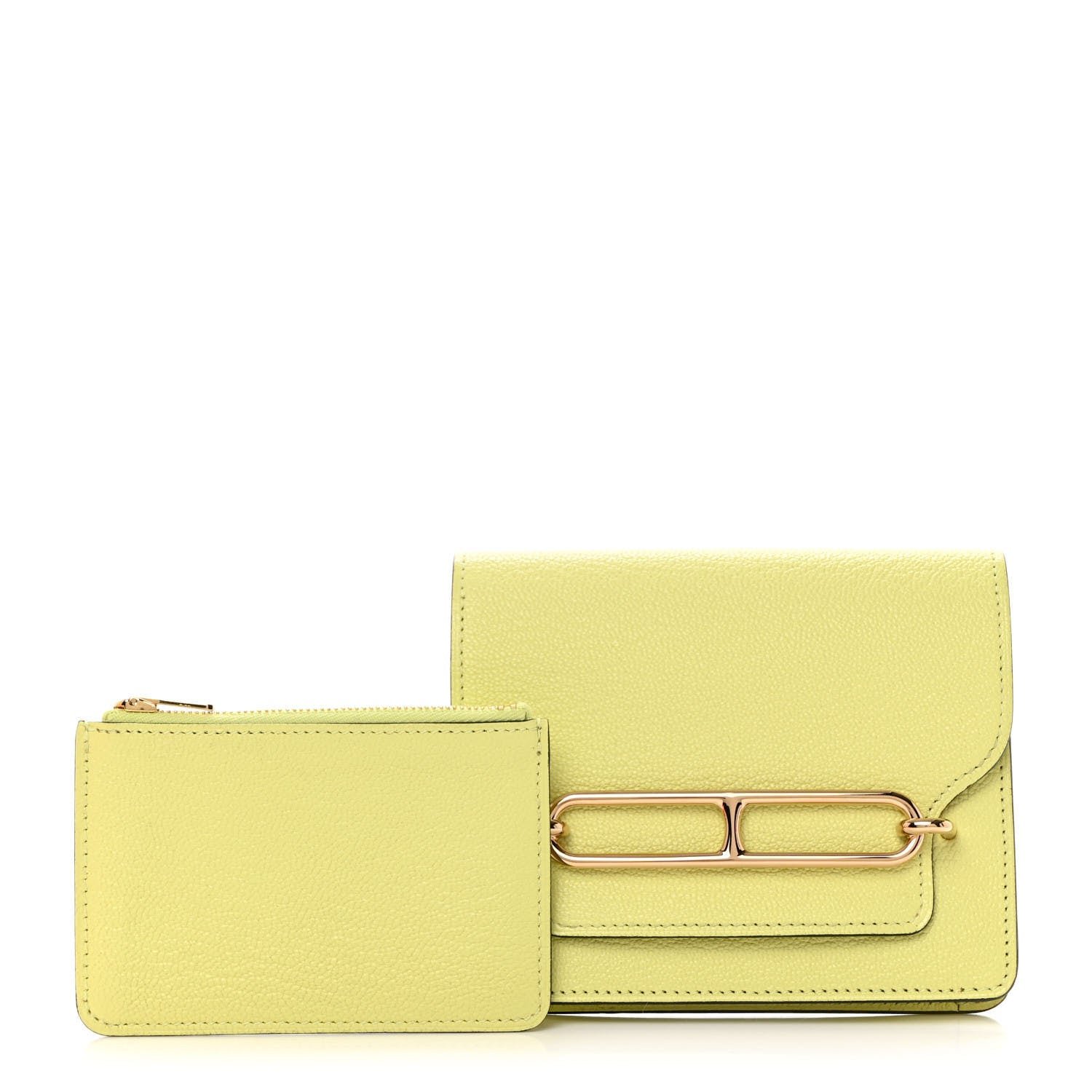 Hermes Chevre Mysore Roulis Slim Wallet Jaune Poussin