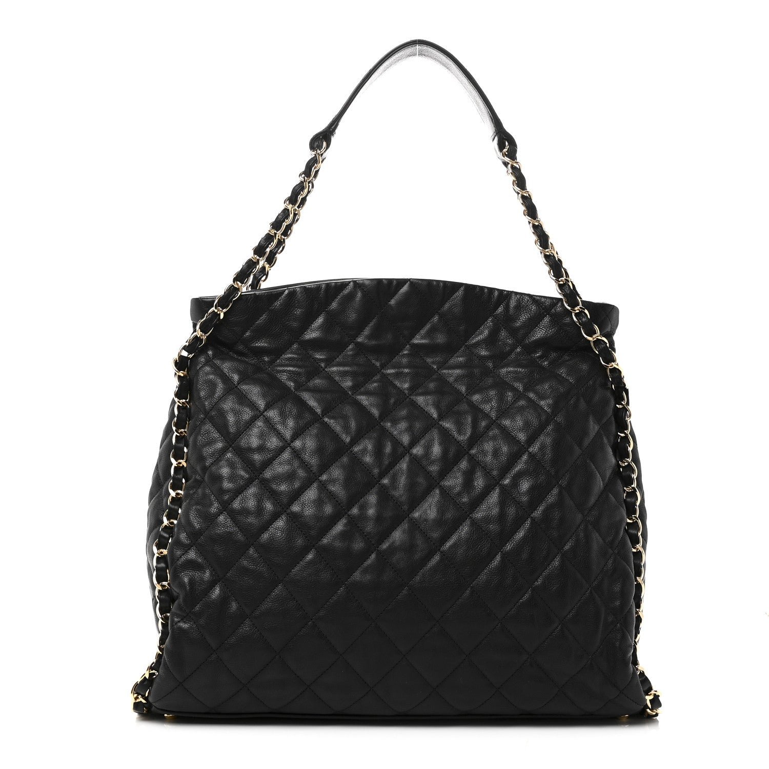 Chanel Calfskin Quilted Large Chain Me Hobo Black