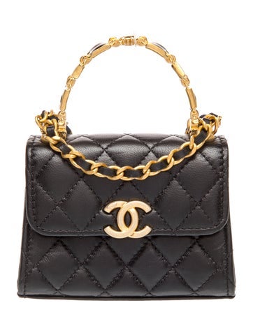 Enamel Top Handle Mini Flap Bag w/ Chain