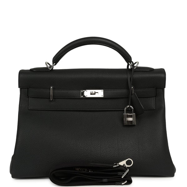 Hermes Pre-owned Hermes Kelly 42 Maxi Black Togo Palladium Hardware
