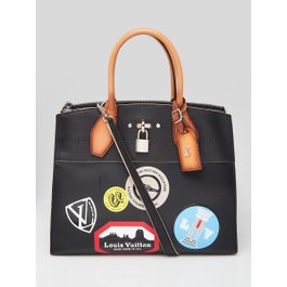 Louis Vuitton Louis Vuitton Black Calfskin Leather World Tour City Steamer MM Bag
