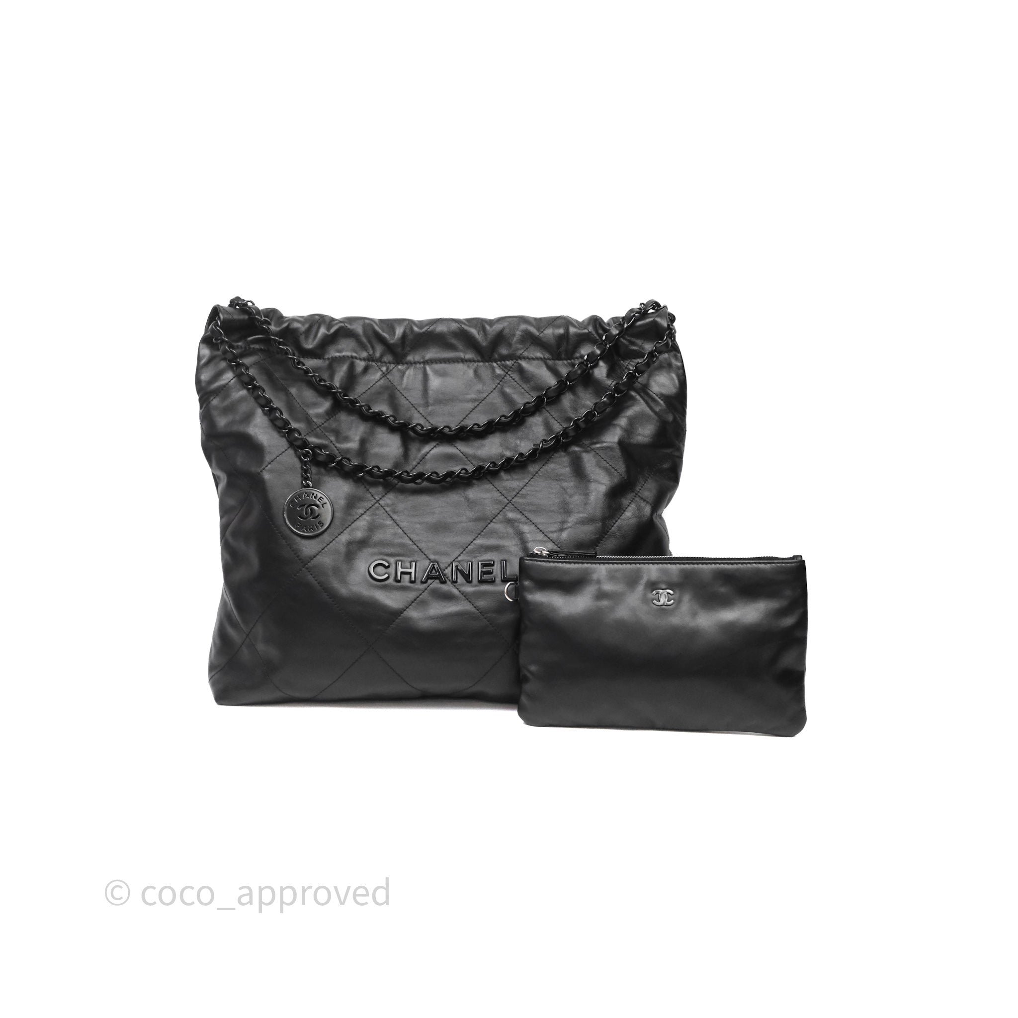 Chanel 22 Bag Medium Black Calfskin So Black Hardware
