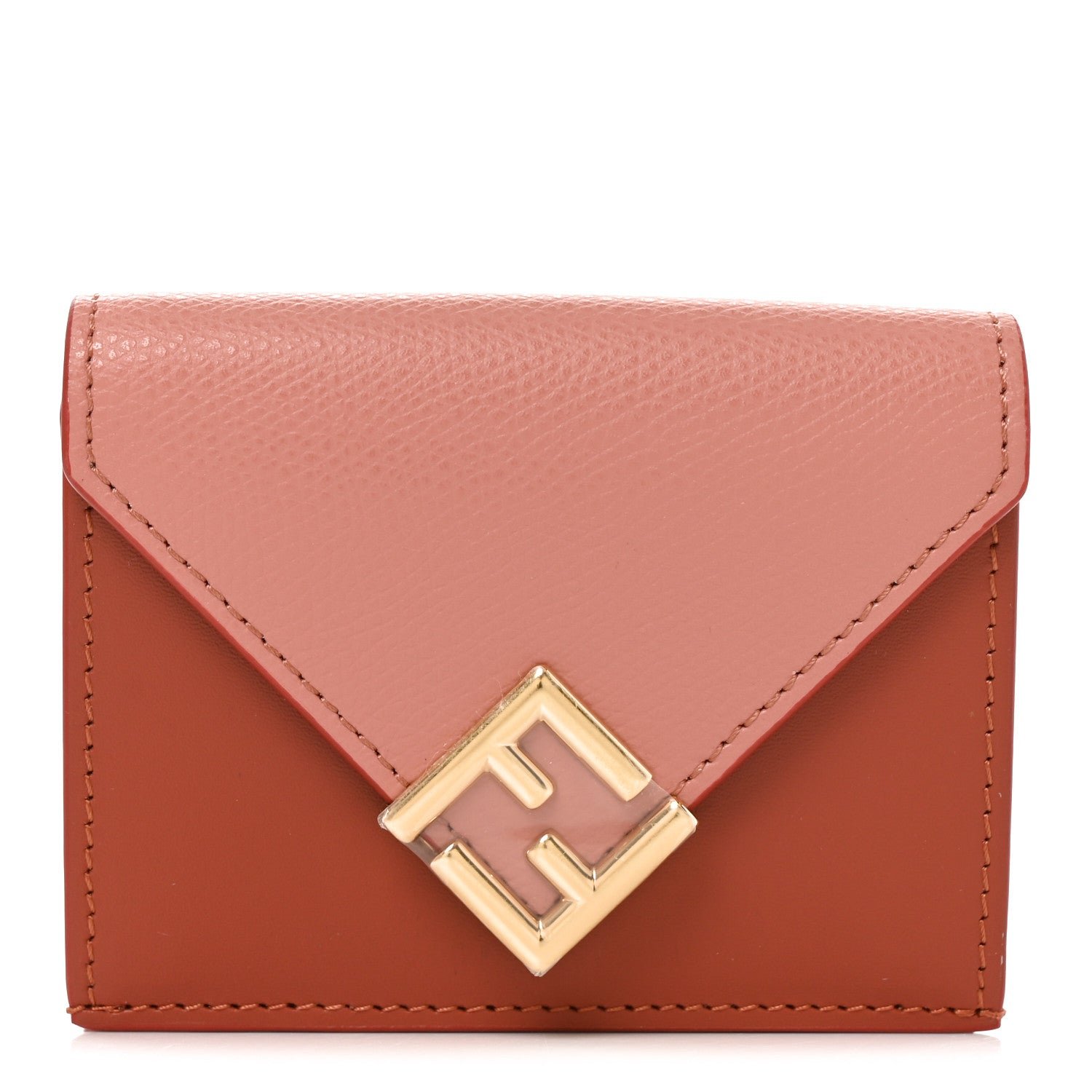 Fendi Vitello King Cruise FF Diamonds Mini Tri-Fold Envelope Wallet Sienna Macaron