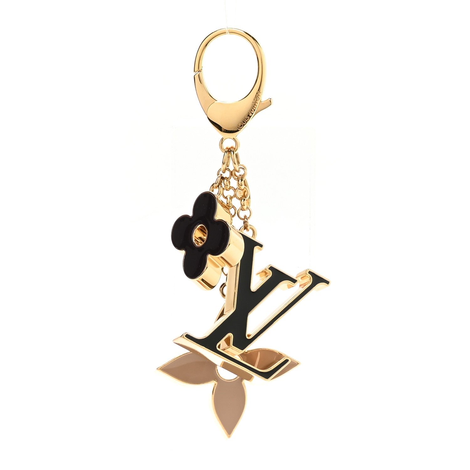 Louis Vuitton Metal Enamel Fleur De Monogram Bag Charm Dore