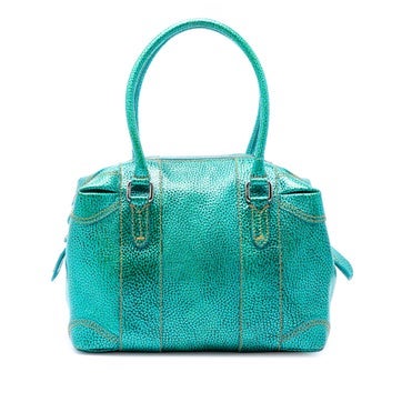 Calf Leather Metallic Pebbled Leather Mixed Media Boston Bag