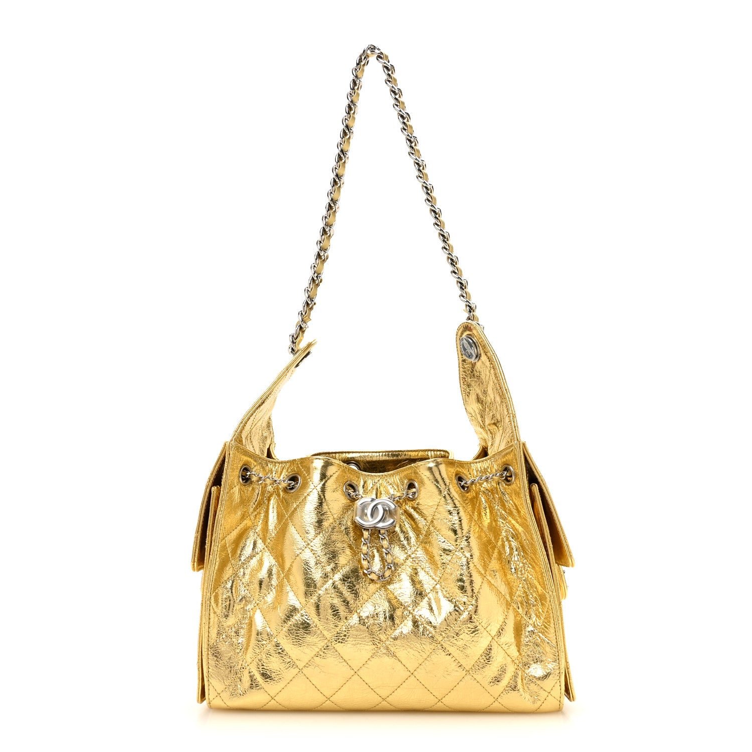 Chanel Metallic Aged Calfskin Quilted Small Chanel 25 Handbag Gold