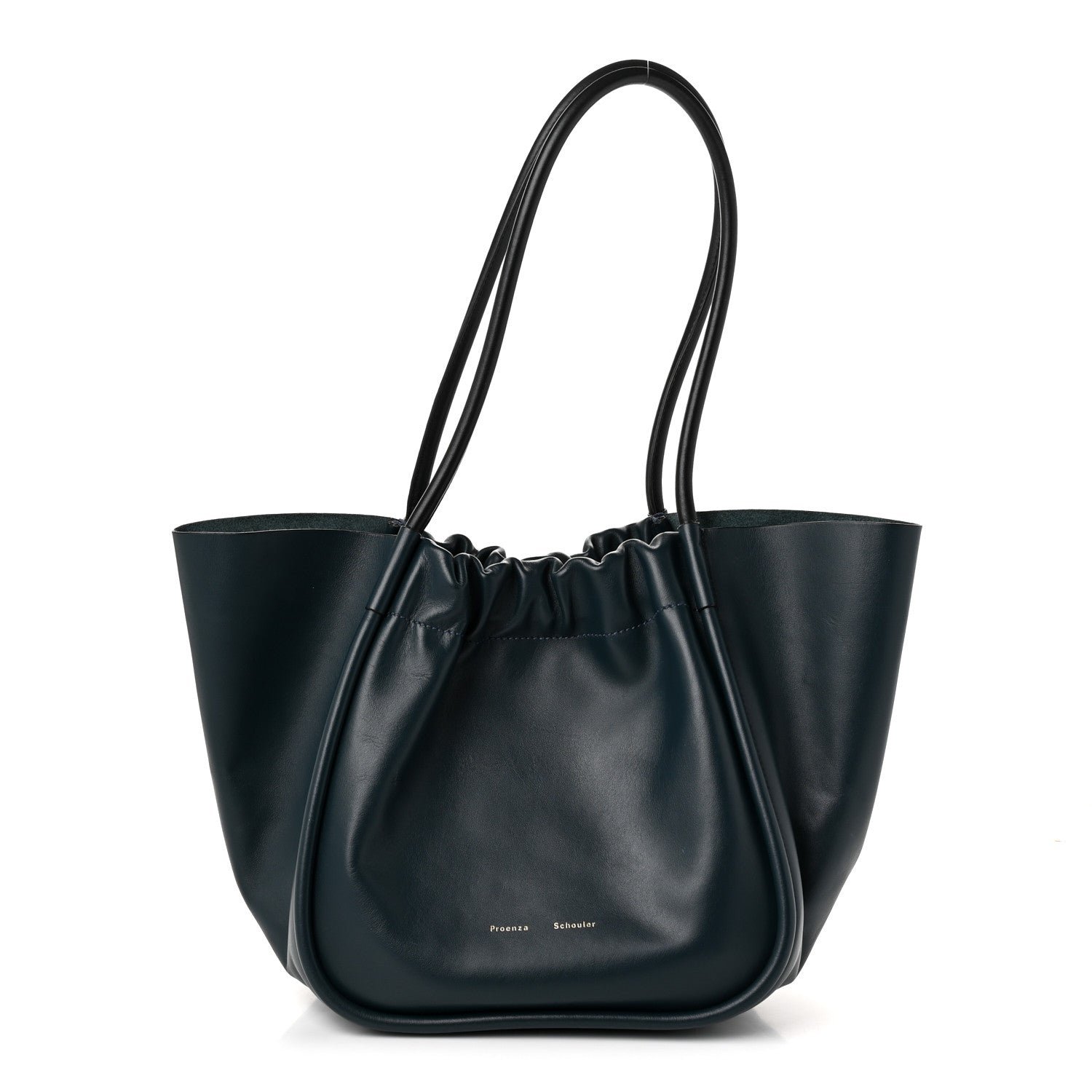 Proenza Schouler Calfskin Large Ruched Tote Petrol Green