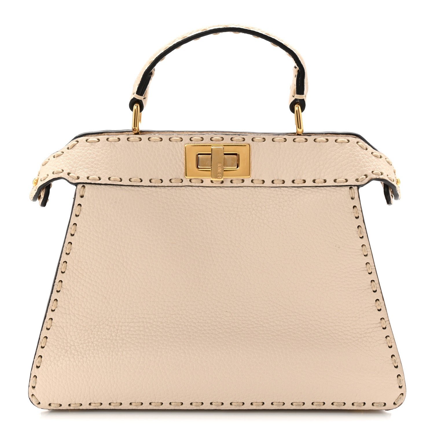 Fendi Cuoio Roma Sellerissima Nappa Sintetica Tape Stitch Small Peekaboo I SEE U Satchel Camelia