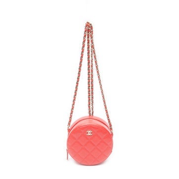 Leather Round Clutch Chain Crossbody