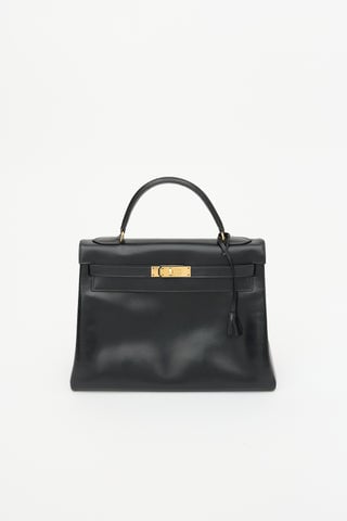 Vintage Noir H Box Kelly Retourne 32 Bag