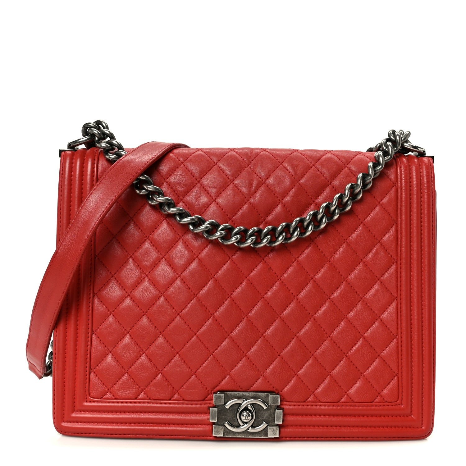 Chanel Calfskin Quilted Large Boy Flap Red