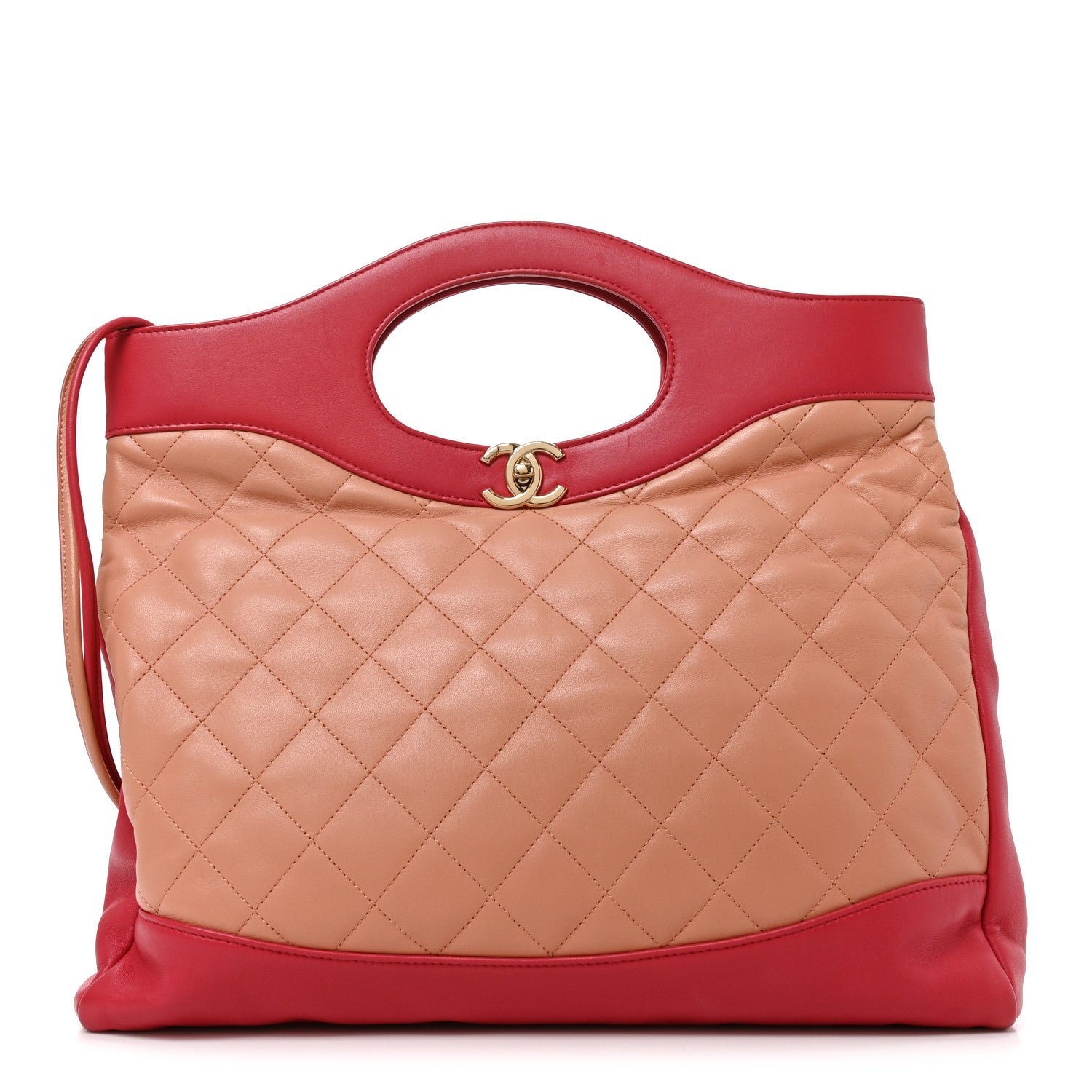 Chanel Aged Calfskin Quilted Large 31 Shopping Bag Beige Pink