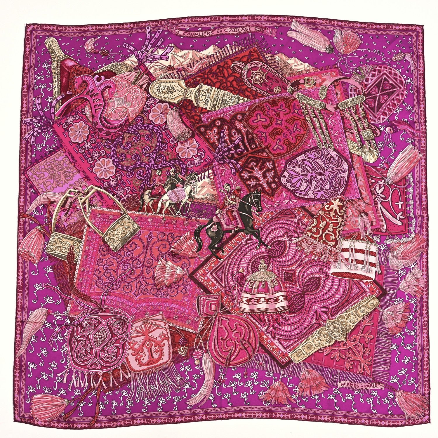 Hermes Silk Cavaliers du Caucase Scarf 90