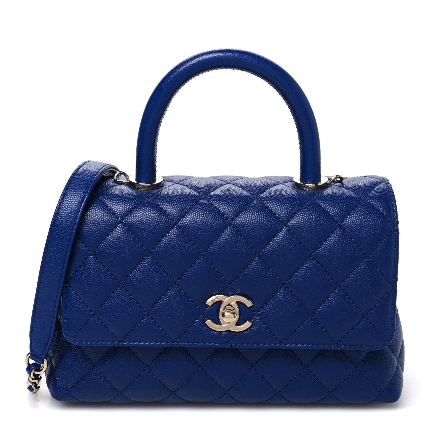 Chanel Caviar Quilted Mini Coco Handle Flap Blue