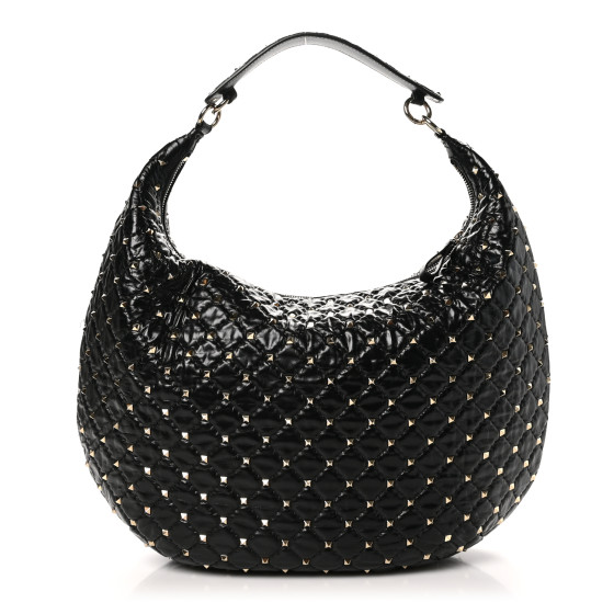 Valentino Garavani Nappa Rockstud Spike Hobo Black