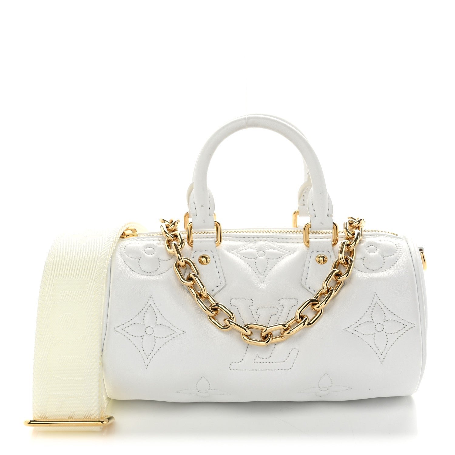 Louis Vuitton Calfskin Bubblegram Papillon BB Snow White