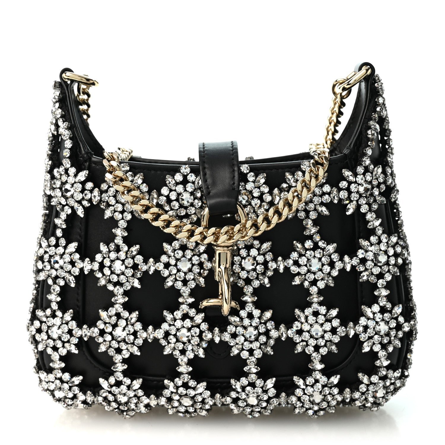 Gucci Calfskin Crystal Mini Jackie Notte Bag Black