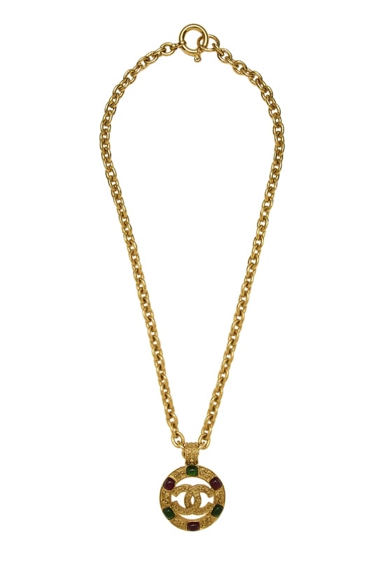 Gold Filigree 'CC' Round Necklace Large