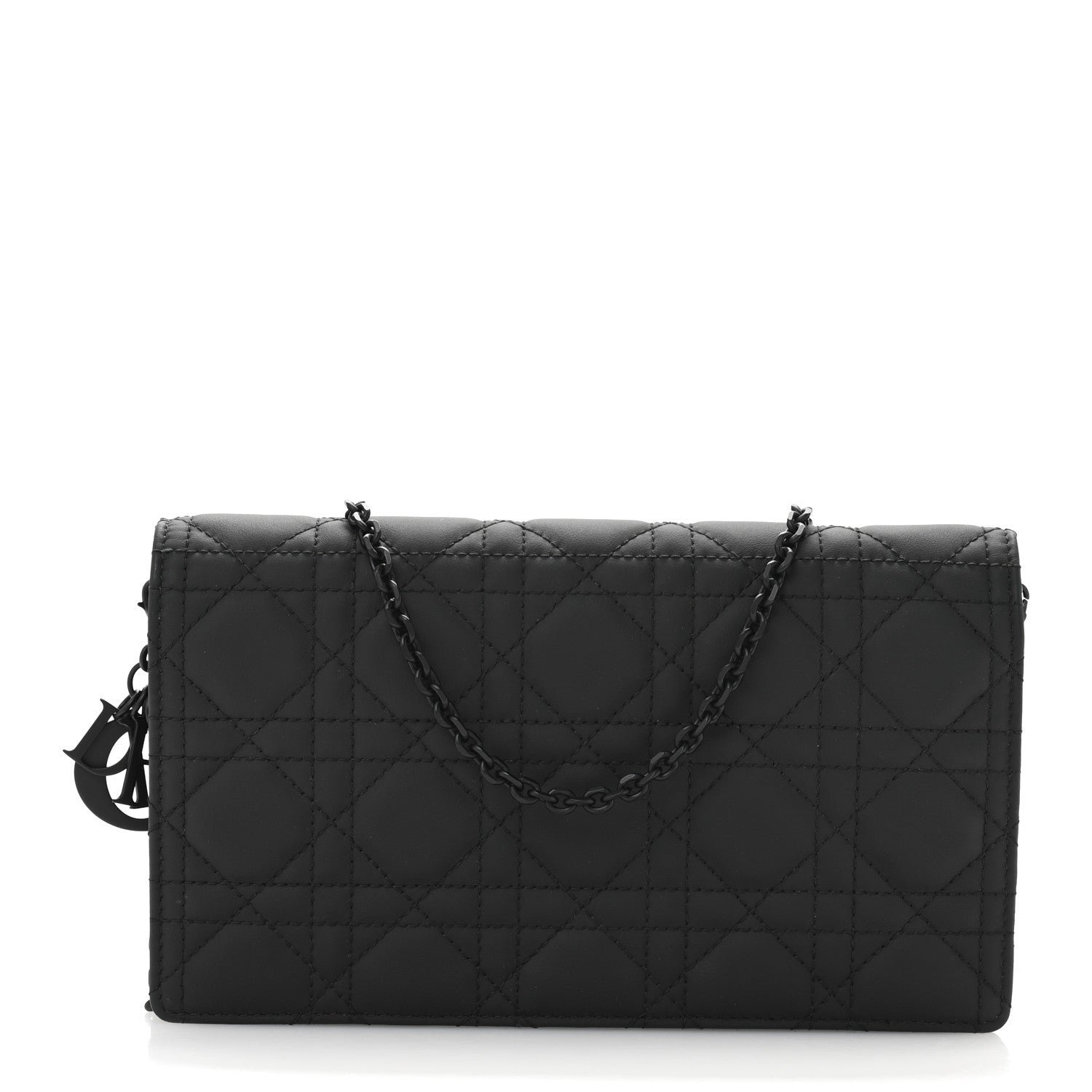 Dior Ultra Matte Calfskin Cannage Lady Dior Clutch Black