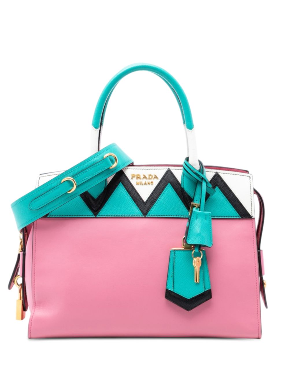 2010-2026 Medium Saffiano Trimmed City Calf Greca Esplanade satchel