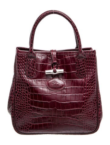 Embossed Leather Top Handle Bag