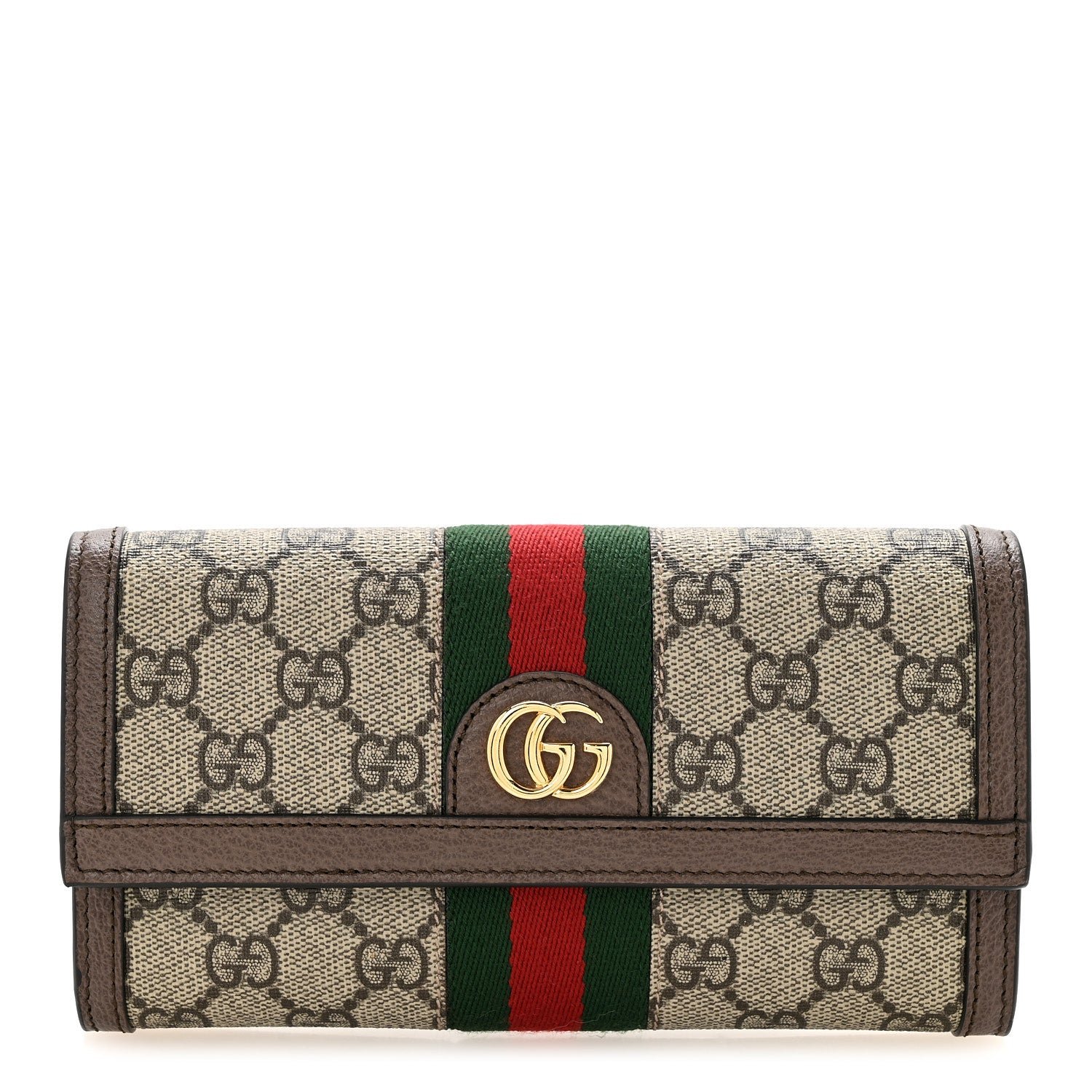 Gucci GG Supreme Monogram Web Ophidia Continental Wallet Brown
