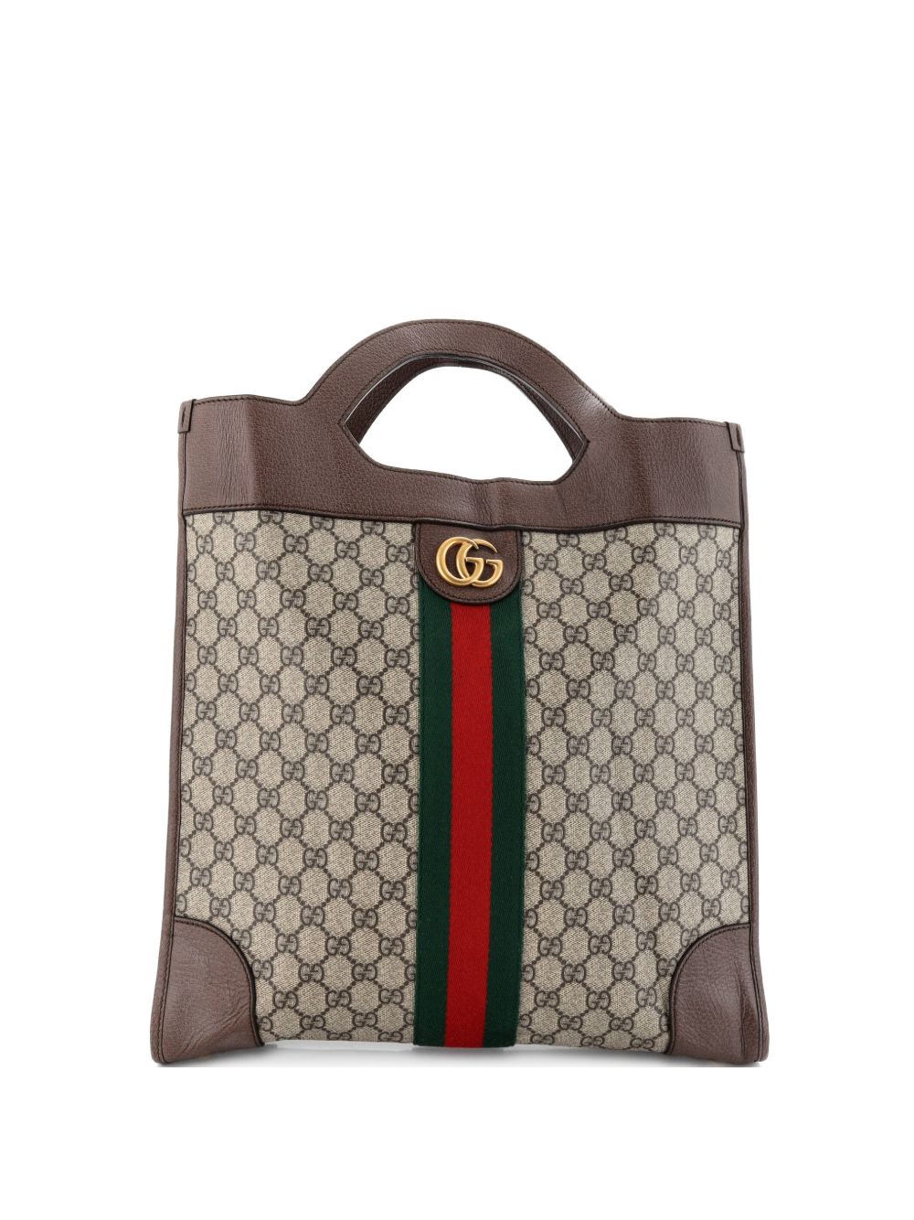 Ophidia Cut Out Handle Bag GG Coated Canvas with Leather Large satchel