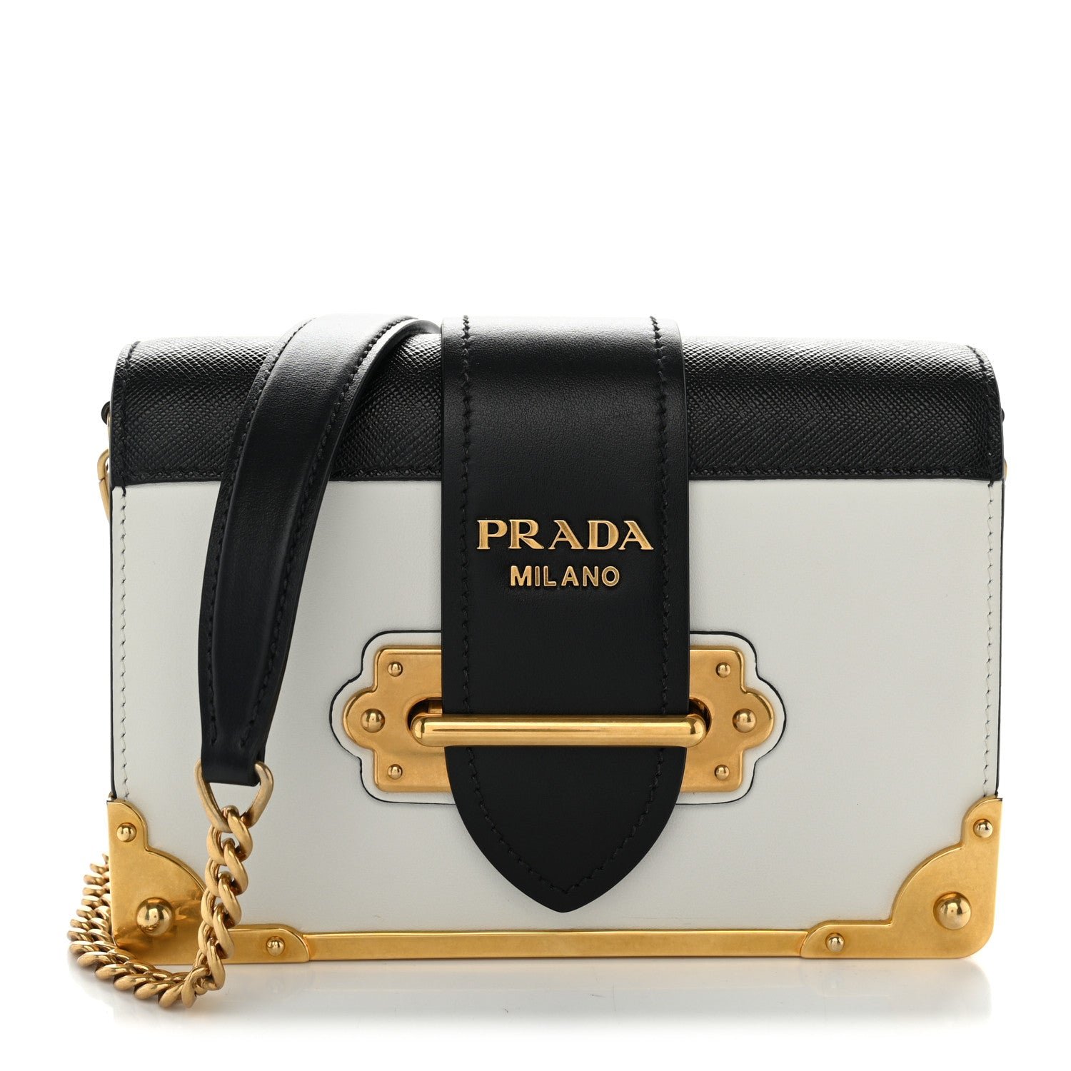 Prada City Calf Saffiano Cahier Bag Talco Black