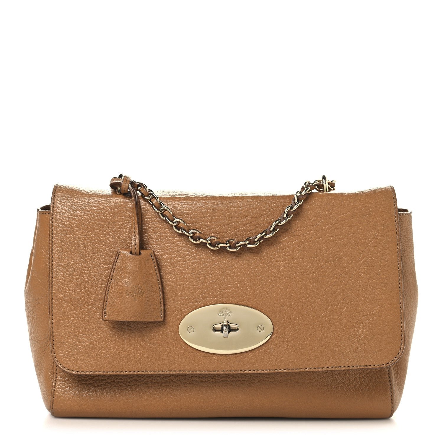 Mulberry Glossy Goatskin Medium Lily Flap Brown