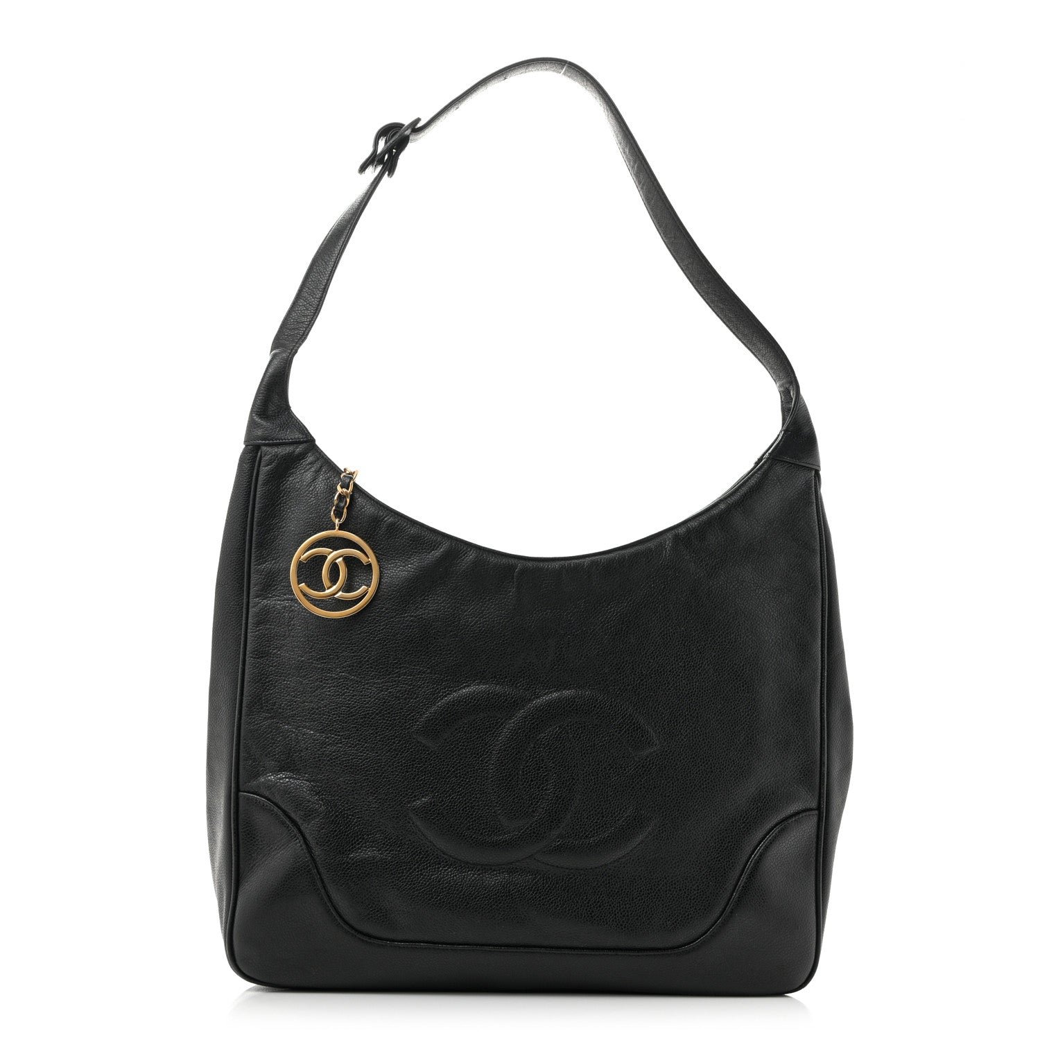 Chanel Caviar CC Hobo Black