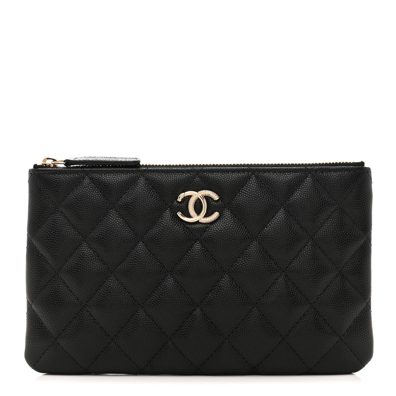 Chanel Caviar Quilted Crystal Cosmetic Case Black