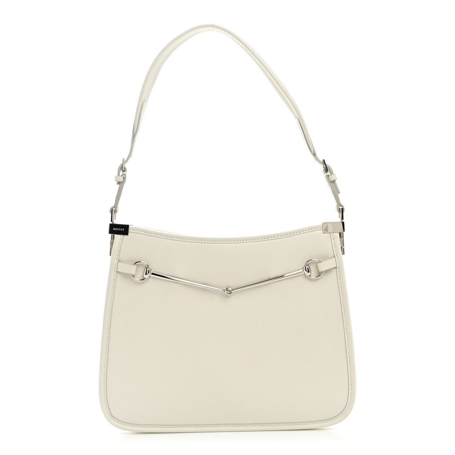 Gucci Calfskin Horsebit Slim Shoulder Bag White
