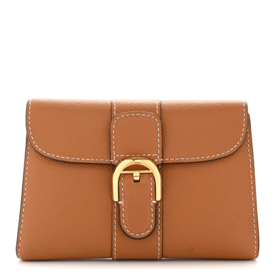 Delvaux Grained Rodeo Calfskin Brillant Compact Wallet Vegetal