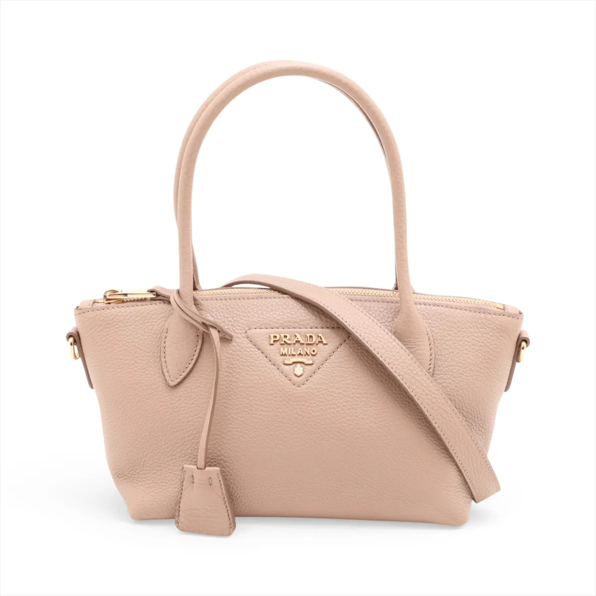 Prada Vitello Daino soft 1BA472 Leather 2 Way Handbag Beige
