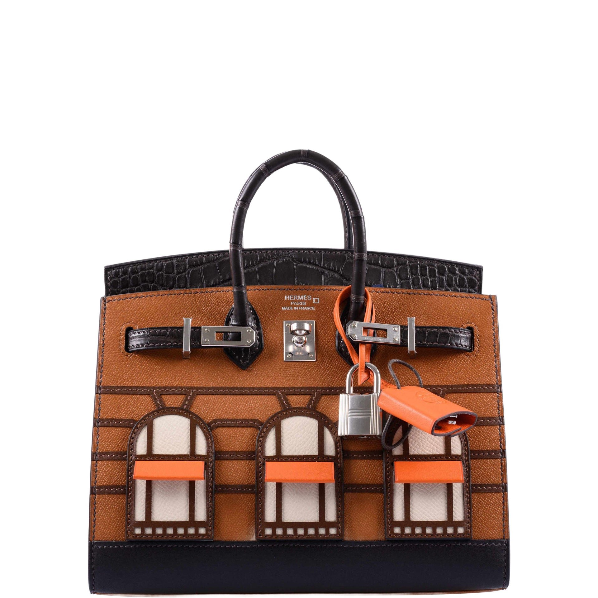 Hermes Hermès Birkin 20 Faubourg "Day" Sellier Gold Madame, Ebène Matte Alligator, Sombrero, Swift & Epsom with Palladium Hardware
