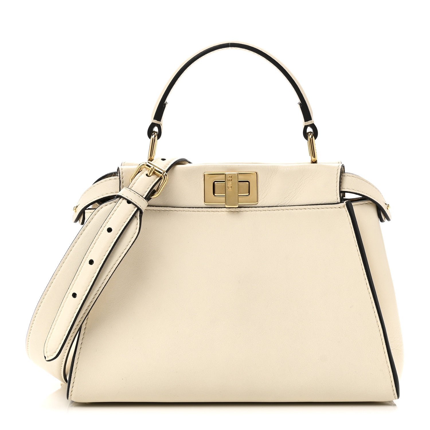 Fendi Vitello Seta Suede FF Mini Peekaboo Iconic Satchel  Uovo Sigaro Marrone
