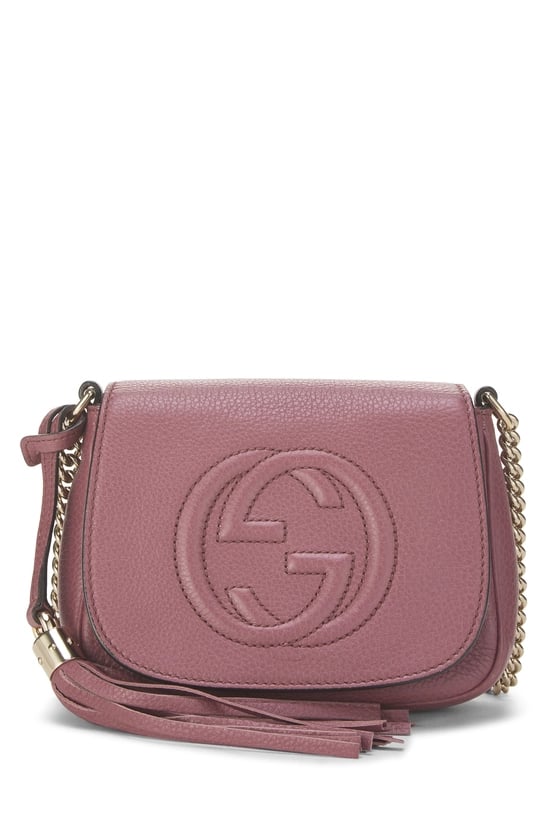 Purple Grained Leather Soho Chain Flap Crossbody Small