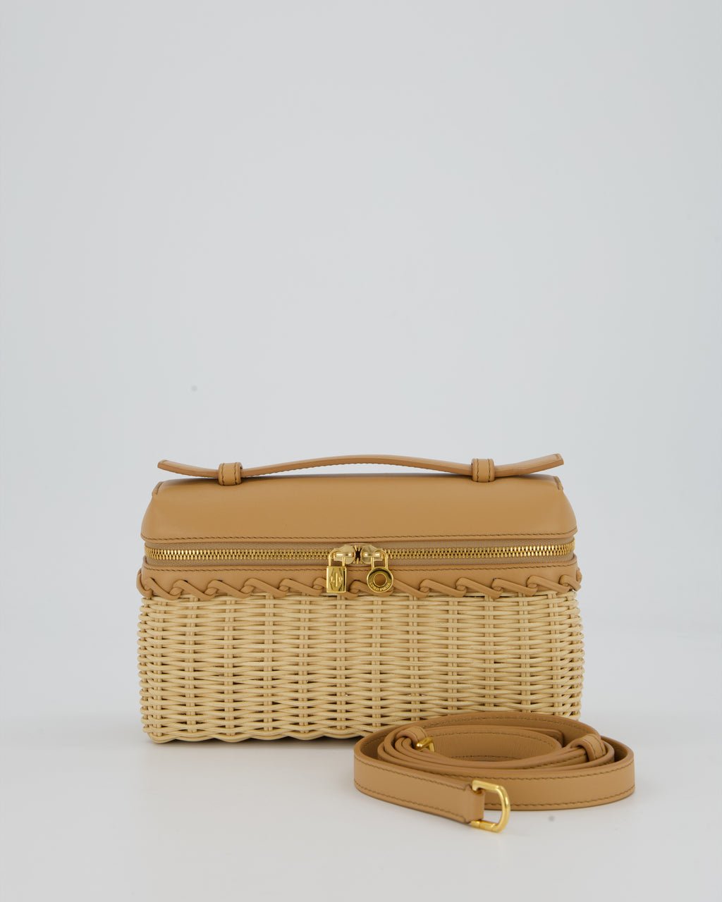 Loro Piana Loro Piana Beige L19 Extra Pocket Wicker Bag In Calfskin Leather With Gold Hardware