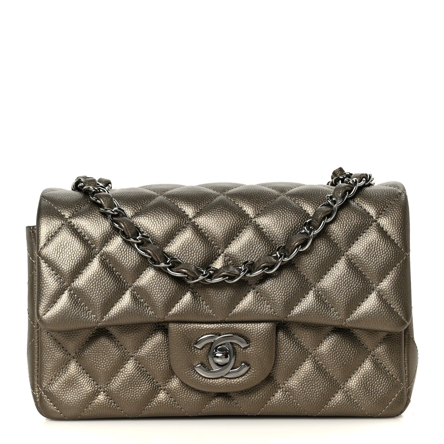 Chanel Iridescent Caviar Quilted Mini Rectangular Flap Bronze