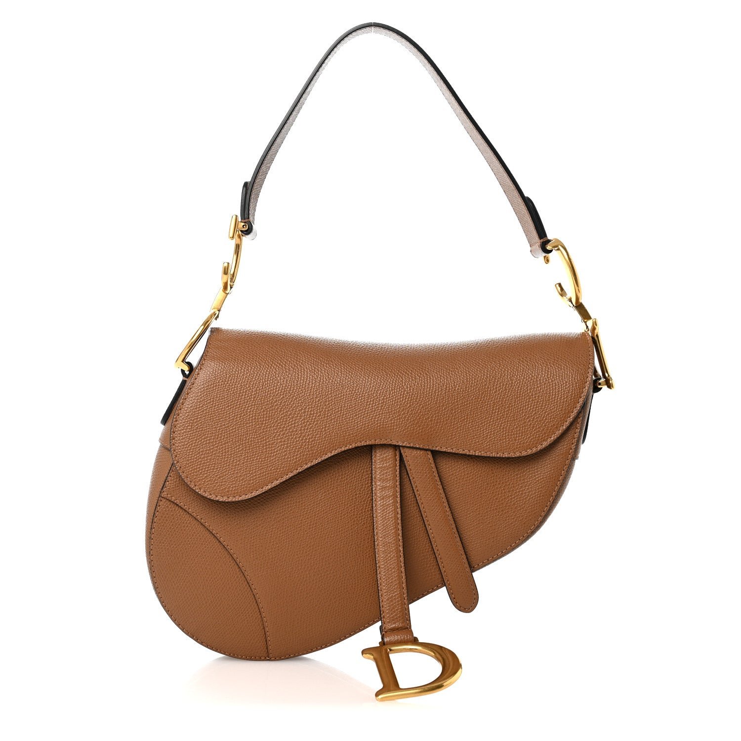 Christian Dior Grained Calfskin Saddle Bag Camello