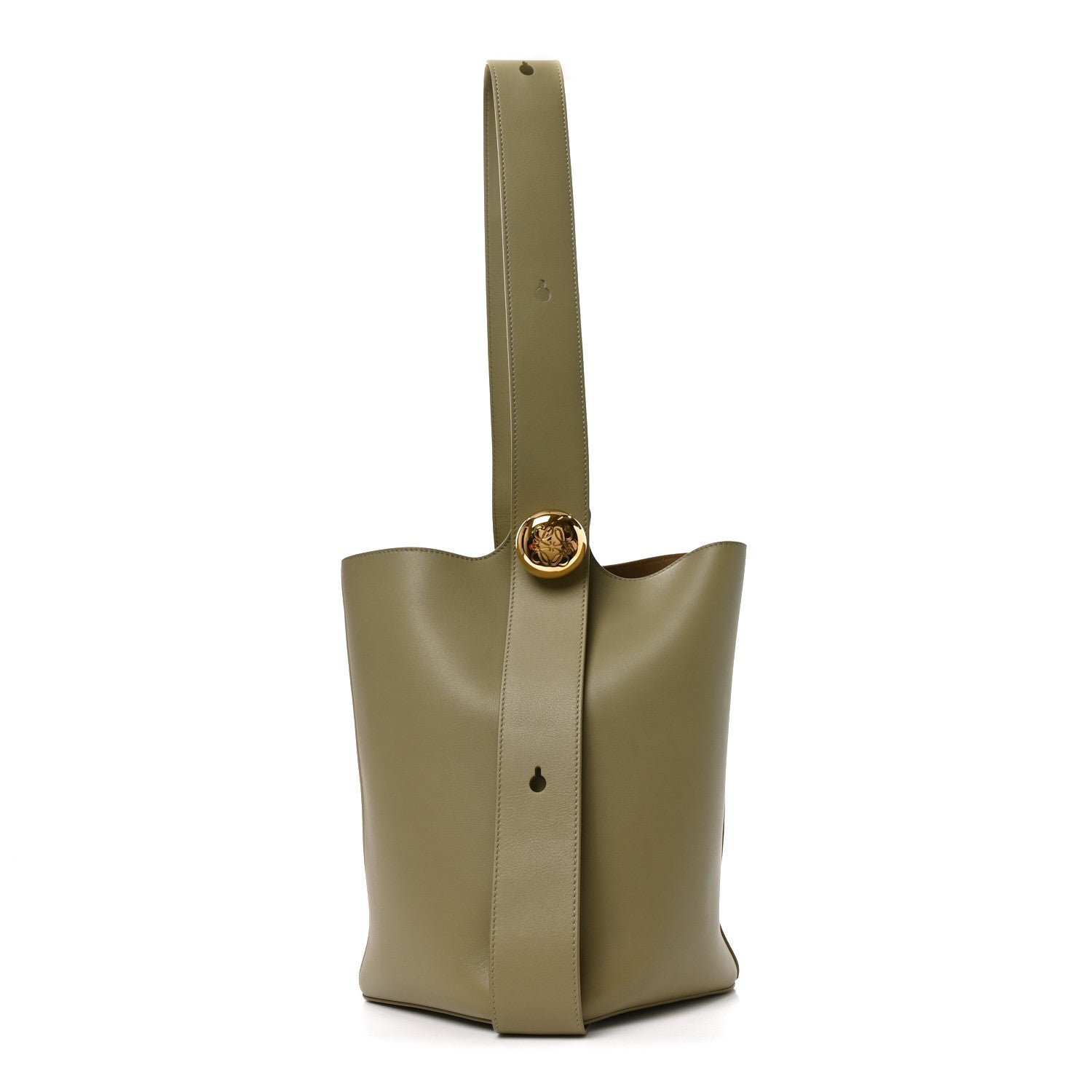 Loewe Smooth Calfskin Medium Pebble Bucket Bag Eucalyptus