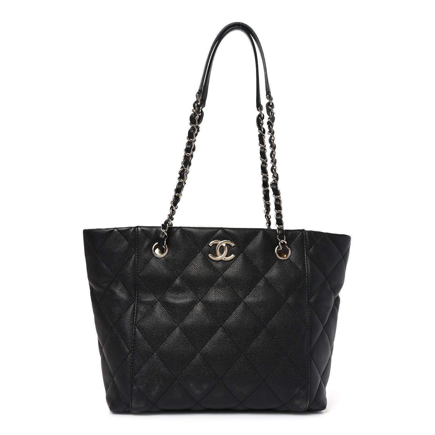 Chanel Caviar Quilted Small Shopping Tote Black